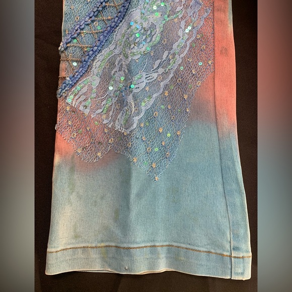 Christine Phillipe jeans with bead & sequins work Size 6 see pic for stains - Picture 6 of 11